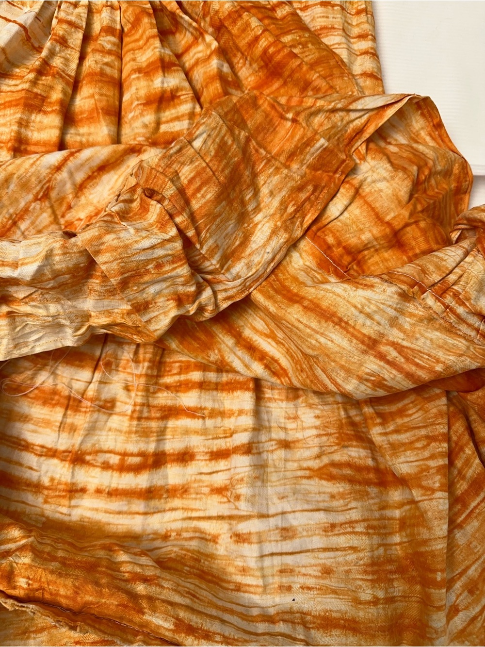 Boho Prairie SundressRust Tie Dye Linen Look Midi Dress Cottagecore  Cowgirl - Picture 7 of 7